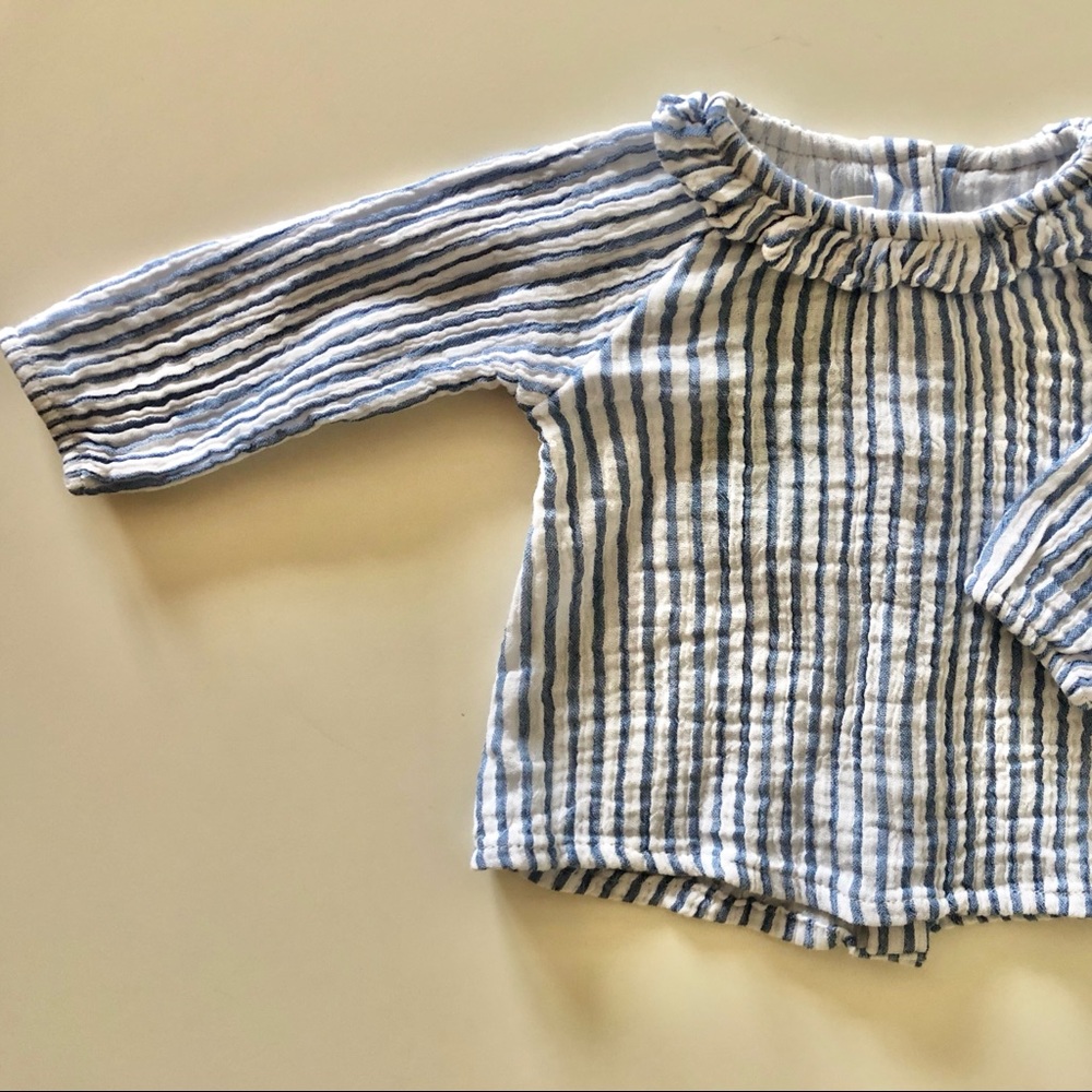 NWT H&M Gauze Linen Blue & White Top